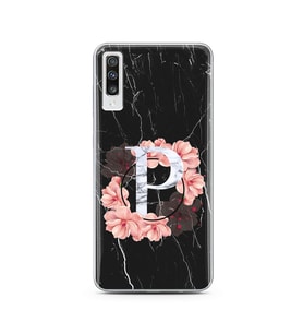 Mermer Çiçekli Harf Tasarım Süper Şeffaf Silikon Telefon Kılıfı Samsung A70 P-Ha