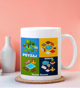 Kişiye Özel Peyzaj Mimarı Tasarımlı Beyaz Kupa