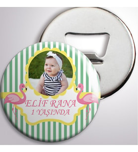 Doğum Günü Filamingolu Puantiyeli Açacaklı Magnet