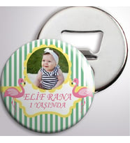 Doğum Günü Filamingolu Puantiyeli Açacaklı Magnet