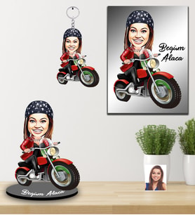 Kişiye Özel Bayan Karikatürlü 3 lü Hediye Seti Model-5