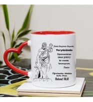 Öğretmene Hediyelik İsimli Kalpli Kırmızı Kupa Bardak
