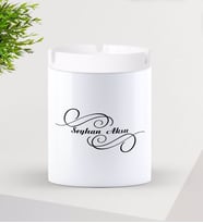 BK Gift Kişiye Özel İsimli Seramik Kül Tablası-3 (Beyaz)