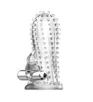 LilituShop 14 cm Titreşimli Şeffaf Tırtıklı Penis Kılıfı