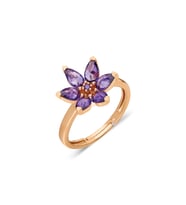 925 Ayar Gümüş Mor Taşlı Lotus Yüzük (Rose)