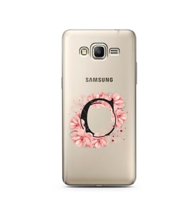 Pembe Çiçekli Harf Tasarım Süper Şeffaf Silikon Telefon Kılıfı Samsung Grand Pri
