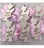 Kişiye Özel Ahşap Magnet Hatıra 50 Adet (Pembe)