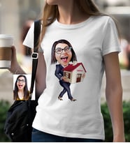 BK Gift Kişiye Özel Bayan Emlakçı Karikatür Beyaz Tişört  1