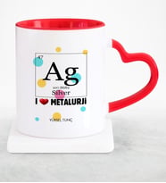 BK Gift Kişiye Özel Mesleki Metalurji Mühendisi Kırmızı Kalpli Kupa Bardak