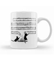 Yaramaz  Komik Müzik Notalı Kedi Cat Kupa Bardak Porselen