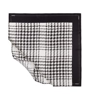 İpekevi Siyah Beyaz Houndstooth Ekose Tivil İpek Eşarp
