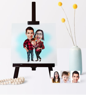 BK Gift Kişiye Özel Aile Karikatür 19 X 28 Cm Ahşap Şovale  2