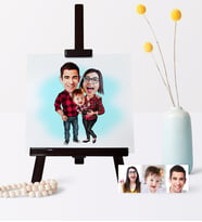 BK Gift Kişiye Özel Aile Karikatür 19 X 28 Cm Ahşap Şovale  2