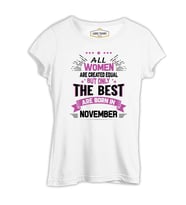 Burç - Born in November  Beyaz Kadın Tshirt