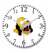 Homer Simpson Duvar Saati Bombeli Gercek Cam