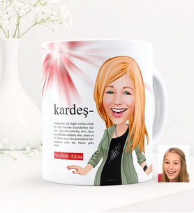BK Gift Kişiye Özel Kardeş Karikatürlü Beyaz Kupa Bardak - 2