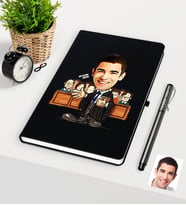 BK Gift Kişiye Özel Bay Avukat Karikatürlü Siyah Defter Kalem Seti - 2