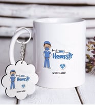 BK Gift Kişiye Özel Mesleki Hemşir Beyaz Kupa ve Anahtarlık Hediye Seti (Model 1)