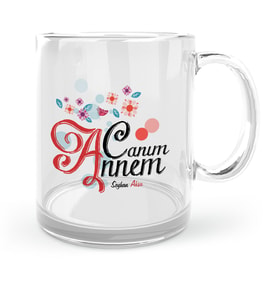 BK Gift Kişiye Özel Canım Annem Cam Kupa Bardak  18