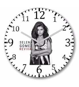 Selena   Gomez   Duvar Saati Bombeli Gercek Cam