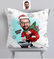 BK Gift Kişiye Özel Yılbaşı Temalı Bay Karikatürlü  Yastık - 2
