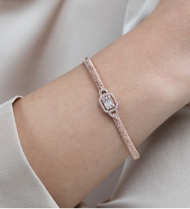 Mode Silver Rose gold taşlı gümüş bilezik