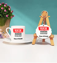 Hukuk Okuduğumu Söylemiş Miydim Hukukçu Hediye Türk Kahvesi Fincanı ve Anahtarlık Seti