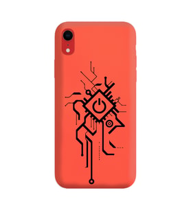 Iphone XR Çizgi Tasarımlı Turuncu Lansman Telefon Kılıfı