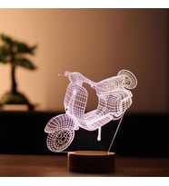 Vespa Figürlü Dekoratif Hediye Led Masa Lambası 7 Işık Rengi Ahşap Taban