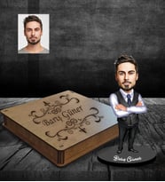 Kişiye Özel İş Adamı Karikatürlü Ahşap Biblo Kutulu Bay-22