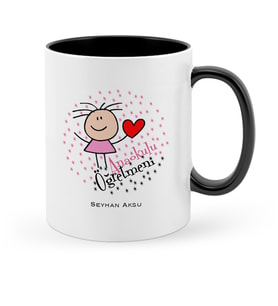 BK Gift Kişiye Özel Anaokulu Öğretmeni Siyah Kupa Bardak  5