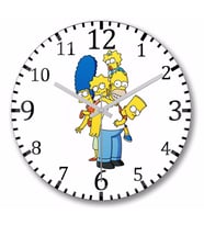 Familia Simpsons Duvar Saati Bombeli Gercek Cam