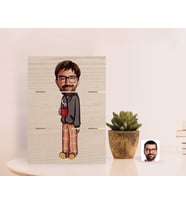 BK Gift Kişiye Özel Erkek Karikatürlü Otantik Masaüstü Ahşap Palet Çerçeve-60 (Beyaz)
