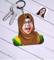 BK Gift Kişiye Özel Tesettürlü Bayan Öğretmen Karikatür Anahtarlık  3