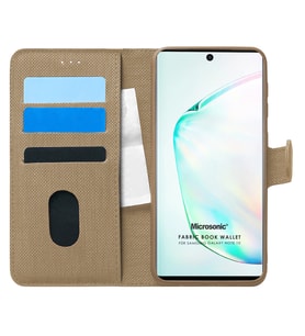 Microsonic Samsung Galaxy Note 10 Kılıf Fabric Book Wallet Gold