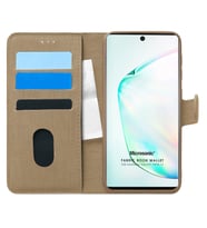 Microsonic Samsung Galaxy Note 10 Kılıf Fabric Book Wallet Gold