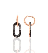 Söğütlü Silver Gümüş rose siyah taşlı handy küpe
