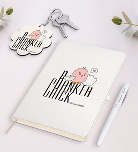 BK Gift Kişiye Özel Bankacı Beyaz Defter Kalem ve Anahtarlık Hediye Seti-11 (Model 1)
