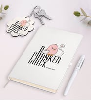 BK Gift Kişiye Özel Bankacı Beyaz Defter Kalem ve Anahtarlık Hediye Seti-11 (Model 1)