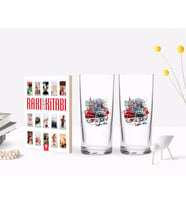 BK Gift Kişiye Özel Renkli Baskılı London Tasarımlı İkili Rakı Bardağı ve Rakı Cep Kitabı Hediye Seti-1 (Model 1)
