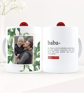 BK Gift Kişiye Özel Fotoğraflı Baba Anlamı Beyaz Kupa Bardak - 1