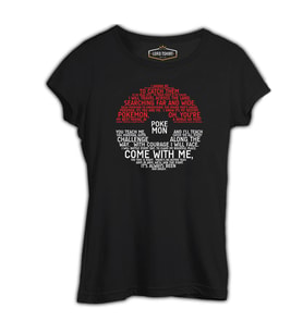 Pokemon Siyah Kadın Tshirt