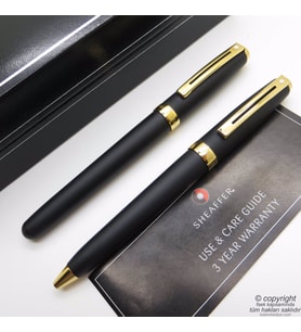 Sheaffer Prelude Mat Siyah Altın Dolma Kalem + Tükenmez Kalem Set 346   İsme Özel Kalem Seti
