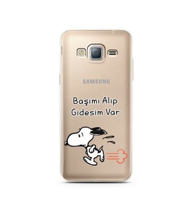 Snoopy Tasarımlı Süper Şeffaf Silikon Telefon Kılıfı Samsung J3 (2016)