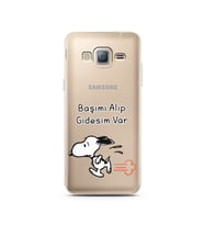 Snoopy Tasarımlı Süper Şeffaf Silikon Telefon Kılıfı Samsung J3 (2016)