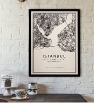 BK Gift Kişiye Özel İstanbul Harita Kanvas Tablo 30x50cm-1