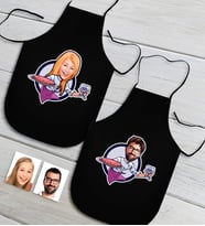 BK Gift Kişiye Özel İkili Bay ve Bayan Chef Karikatürlü Siyah Mutfak Önlüğü Seti-13