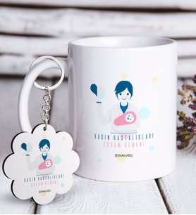 BK Gift Kişiye Özel Mesleki Kadın Hastalıkları ve Doğum Uzmanı Beyaz Kupa ve Anahtarlık Hediye Seti (Model 1)