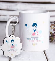 BK Gift Kişiye Özel Mesleki Kadın Hastalıkları ve Doğum Uzmanı Beyaz Kupa ve Anahtarlık Hediye Seti (Model 1)