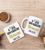 Harita Tapu Kadastro Öğretmeni Beyaz Kupa Bardak Ve Bardak Altlığı Seti